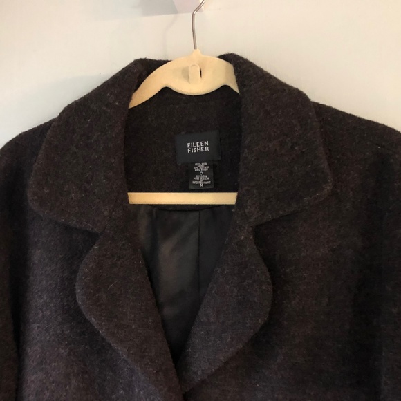 Eileen Fisher Blazer Coat Wool Brown M Boxy - Picture 3 of 7